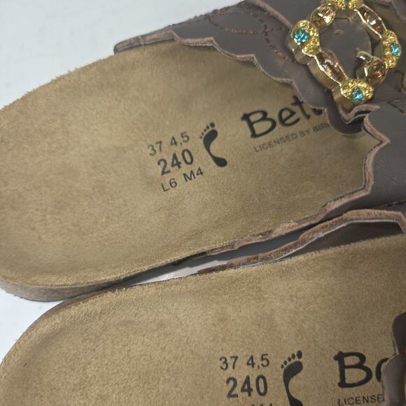 Betula Birkenstock Goldish Women 6.5 Gold Leather Sandals Lagenlook Cottagecore - Picture 7 of 7